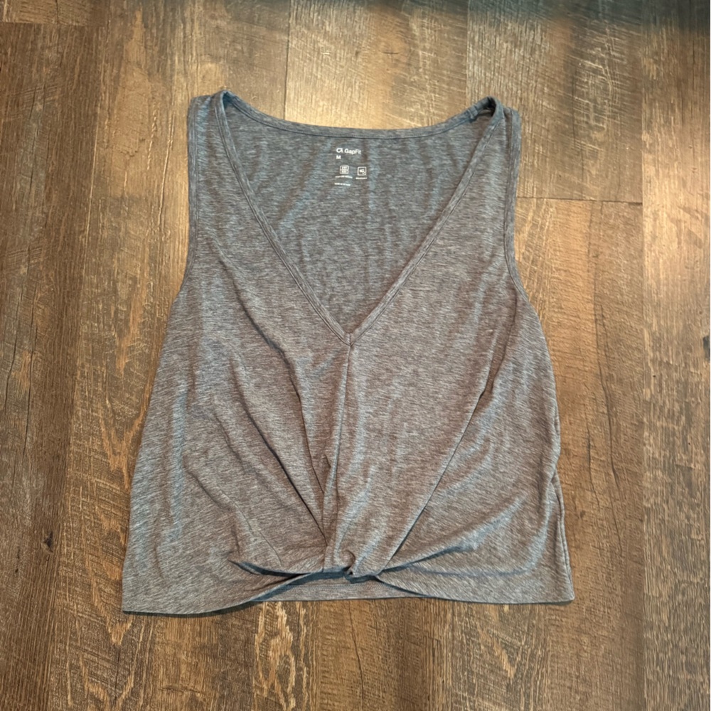 GAP fit Gray V-Neck Twist Front Top